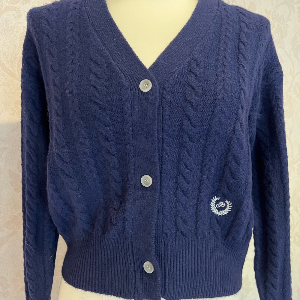 PINK Victoria's Secret Blue Cable Knit Cardigan
